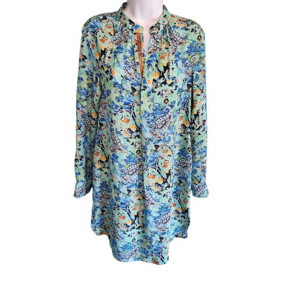 Robert Graham Dresses & Skirts - Robert Graham Floral Silk Long Sleeve Shirt Dress size 4-6